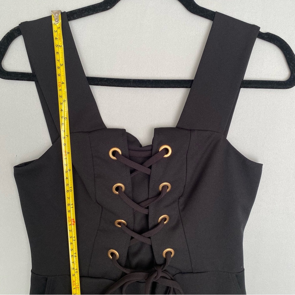 Venus Jumpsuit Women’s S Black Lace Up Corset Lace Wide Leg Sleeveless Cropped - Picture 12 of 15